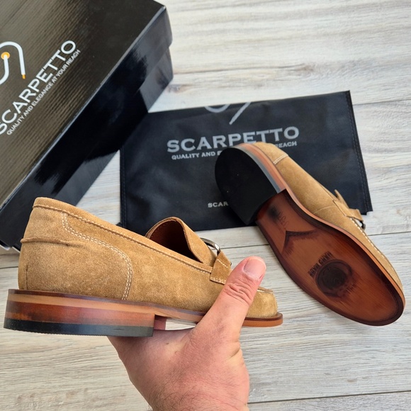 Men's Suede Leather Buckle Loafers - Picture 7 of 7